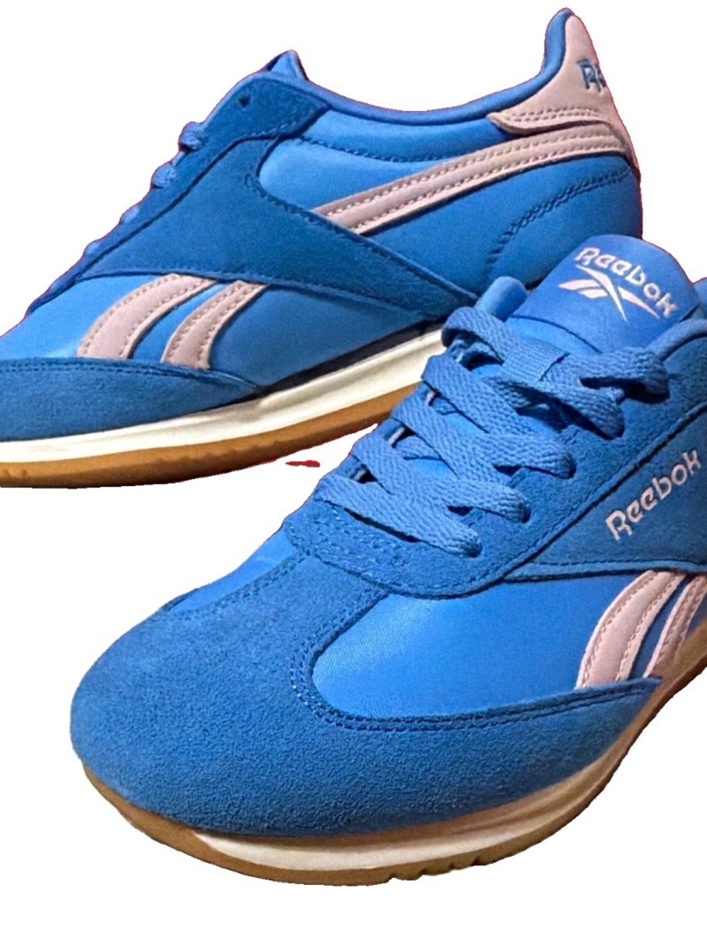 Women’s Reebok Blue and Pink Retro-Style Sneakers Like New Size 8.5